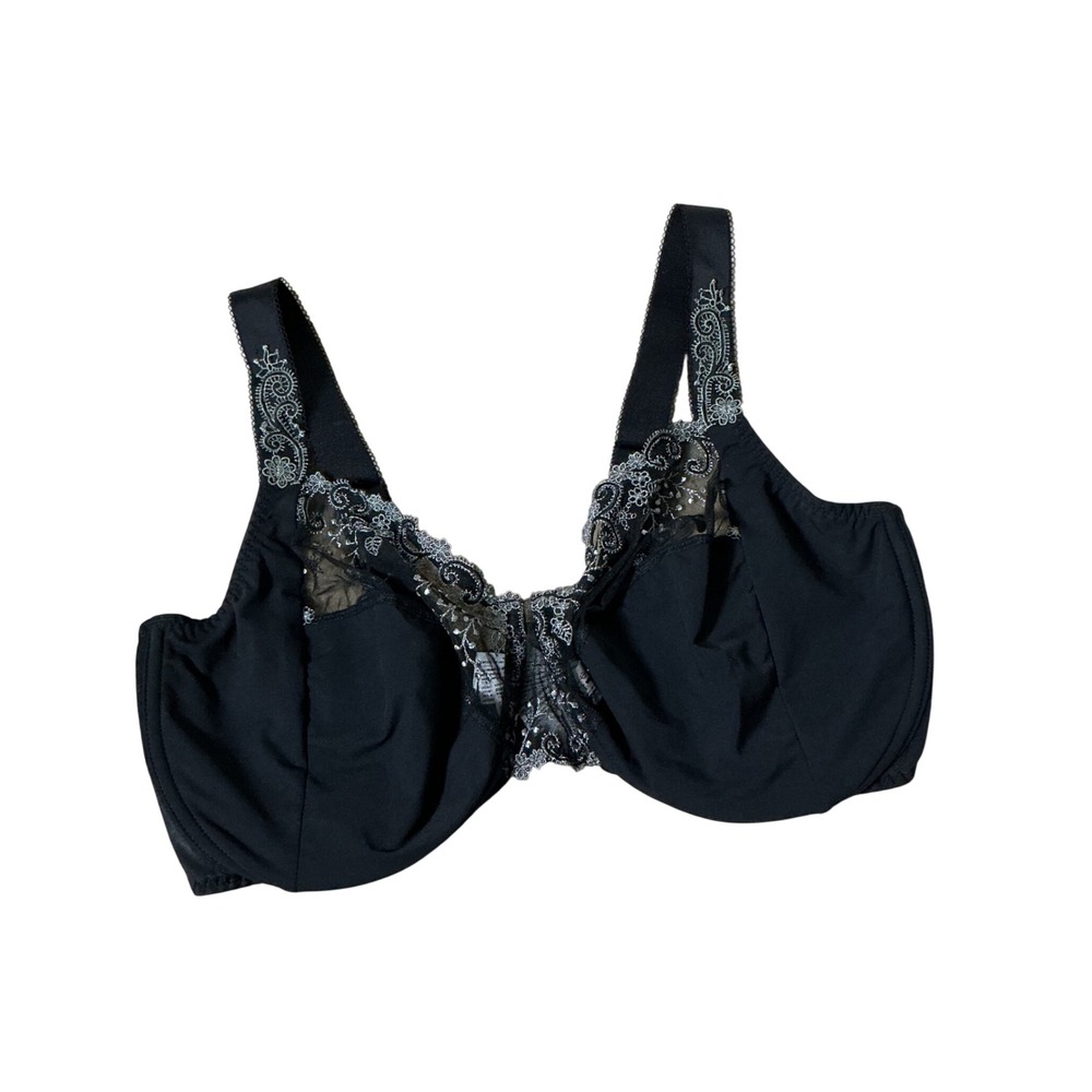 Simone Perele Caresse Full Coverage Bra Womens 38G Black Lace Embroidered 12X320